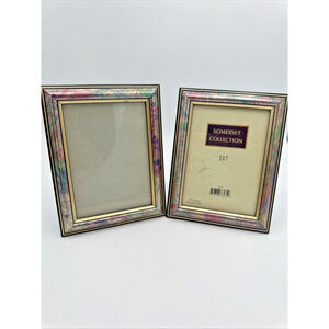 2 Vintage Somerset Collection 5x7 Picture Frames Pink Green Gold